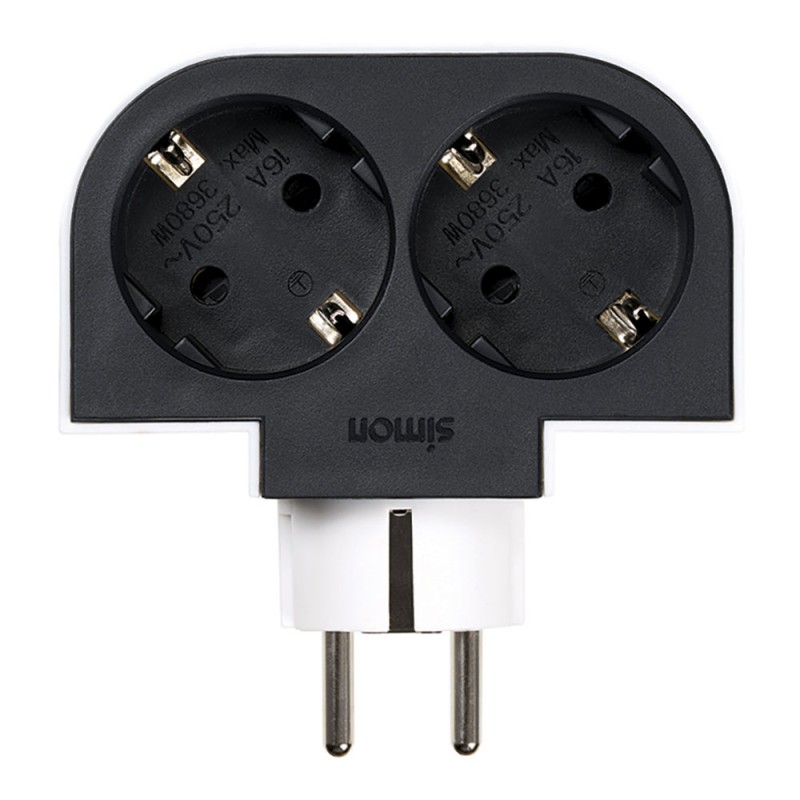 Adaptador giratorio schuko 2 tomas 16a 250 v~