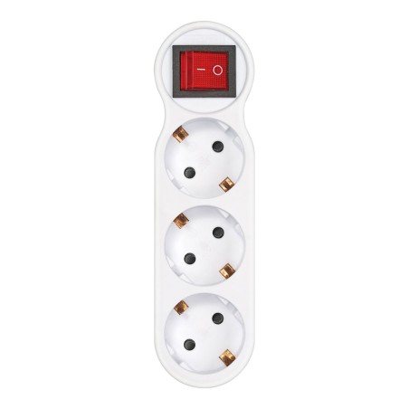 Adaptador 3 tomas schuko frontal con interruptor, 16 a 250 v~, blanco