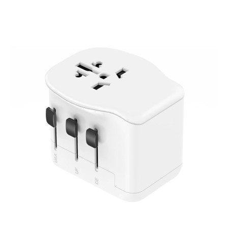 Adaptador viaje universal + 3 usb (1a+2c) 65 w