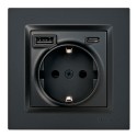 Base enchufe schuko + usb a + c 10,5 w 16 a 250 v~, simon 10, negro