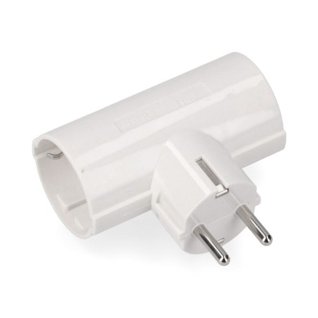 Clavija doble de baquelita tipo f t/tl 16a 250v blanca (envasada)
