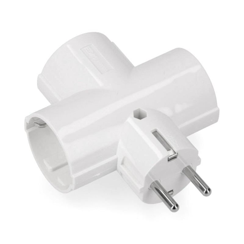 Clavija triple de baquelita tipo f t/tl 16a 250v blanca (envasada)