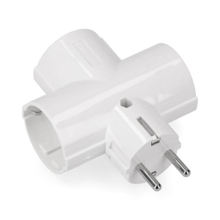 Clavija triple de baquelita tipo f t/tl 16a 250v blanca (envasada)