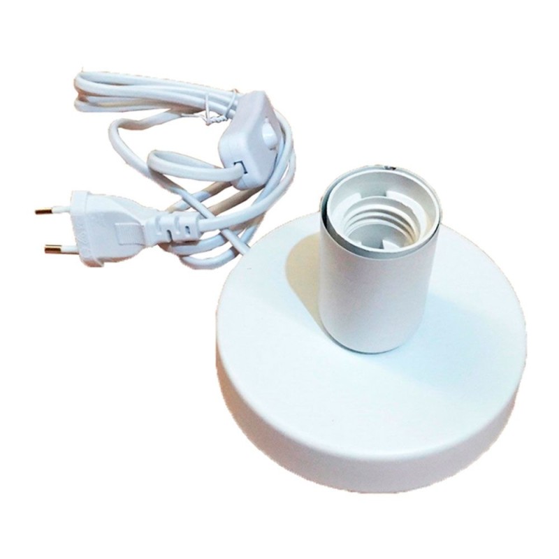 Base de mesa e27, con cable e interruptor, blanca, ø120 x 85 mm