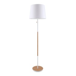 Lámpara de pie, e27, madera+blanco, ø400 x 1570 mm