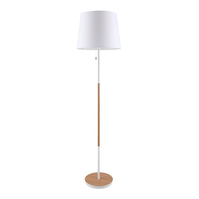 Lámpara de pie, e27, madera+blanco, ø400 x 1570 mm