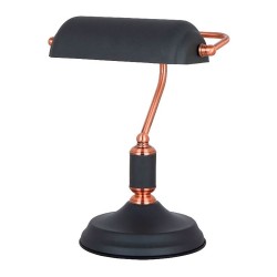 Lámpara de mesa, e27, tipo banquero, negra+cobre base ø185 mm 260 x 195 x 345 mm