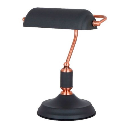 Lámpara de mesa, e27, tipo banquero, negra+cobre base ø185 mm 260 x 195 x 345 mm