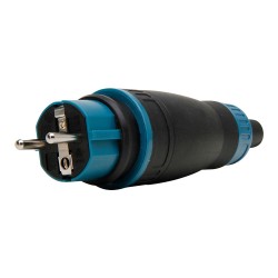 Clavija con t/t 16a 250 v, ip44, negra, máx. 3 x 1,5 mm