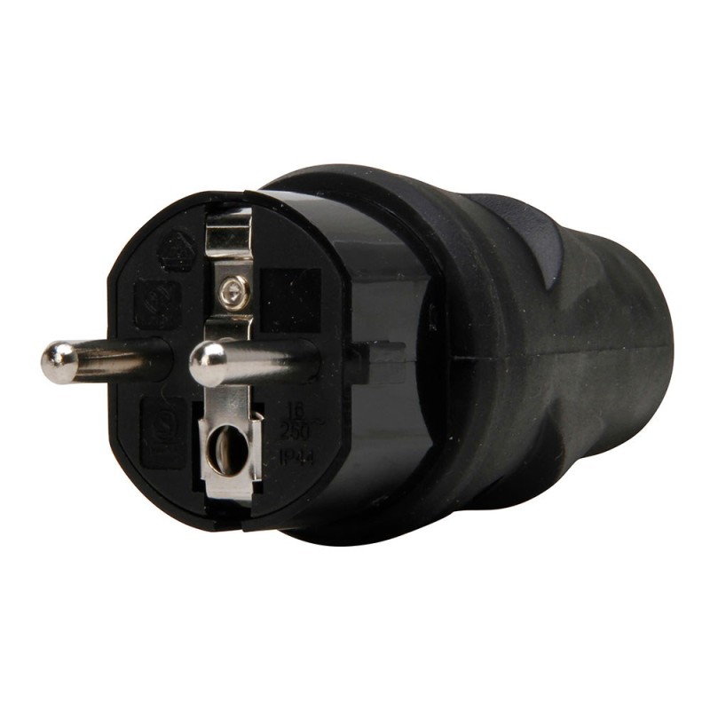 Clavija 2p+t 16a 250 v, ip20, negra, máx. 3 x 1,5 mm