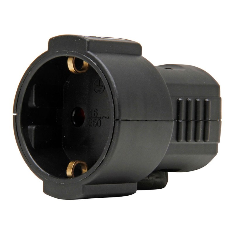 Base aérea 16a 250 v, ip20, negra, máx. 3 x 1,5 mm
