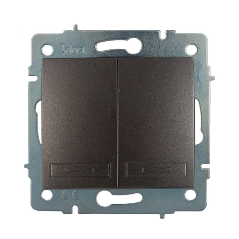 Doble conmutador interruptor empotrar sin marco 10ax 250 v~ grafito