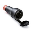 Base móvil schuko con tapa de goma 2p+t 16a 250 v, ip54, negra, máx. 1,5 x 2,5 mm