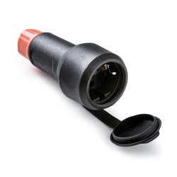 Base móvil schuko con tapa de goma 2p+t 16a 250 v, ip54, negra, máx. 1,5 x 2,5 mm