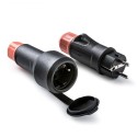 Base móvil con tapa de goma y clavija schuko 2p+t 16a 250 v, ip54, negra, máx. 1,5 x 2,5 mm