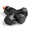 Adaptador con tapa de goma 3 tomas schuko 2p+t 16a 250 v, ip54, negro, máx. 1,5 x 2,5 mm y prensaestopas