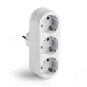 Adaptador triple 2p+t 16a 250 v con entrada frontal, blanco