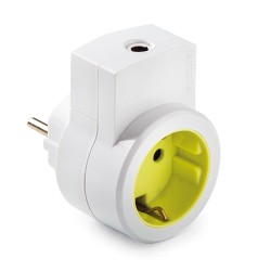Adaptador 1 toma 2p+t schuko y salida de cable 16a 250 v blanco