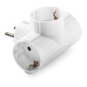 Adaptador triple schuko 2p+t, 16a 250 v, blanco