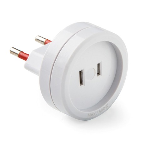 Adaptador europeo - americano, 6a 250 v, blanco