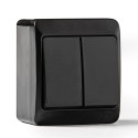 Doble conmutador estanco ip44, 16a 250 v, negro