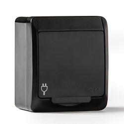 Base t/tl estanca, ip44 16 a 250 v, negro