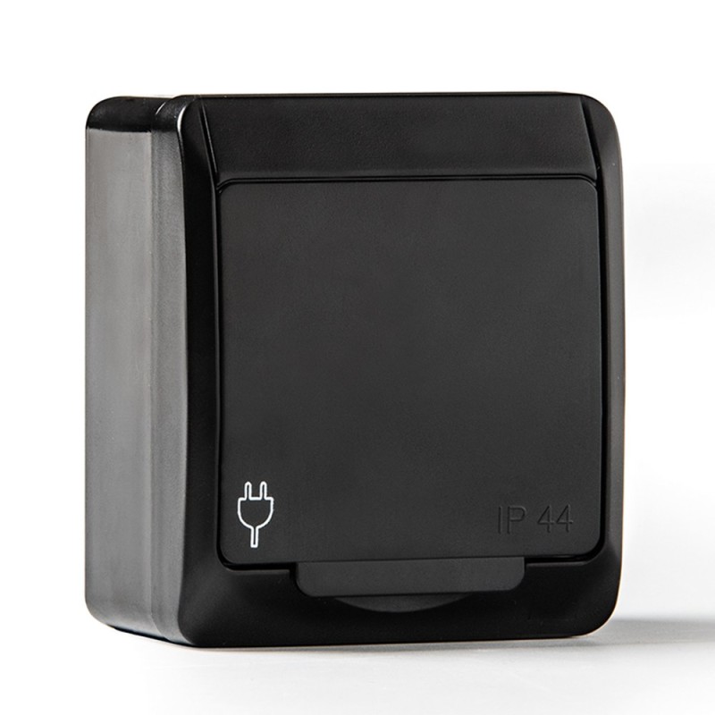 Base t/tl estanca, ip44 16 a 250 v, negro