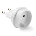 Adaptador europeo - universal, 10a 250 v, espigas 4 mm, blanco
