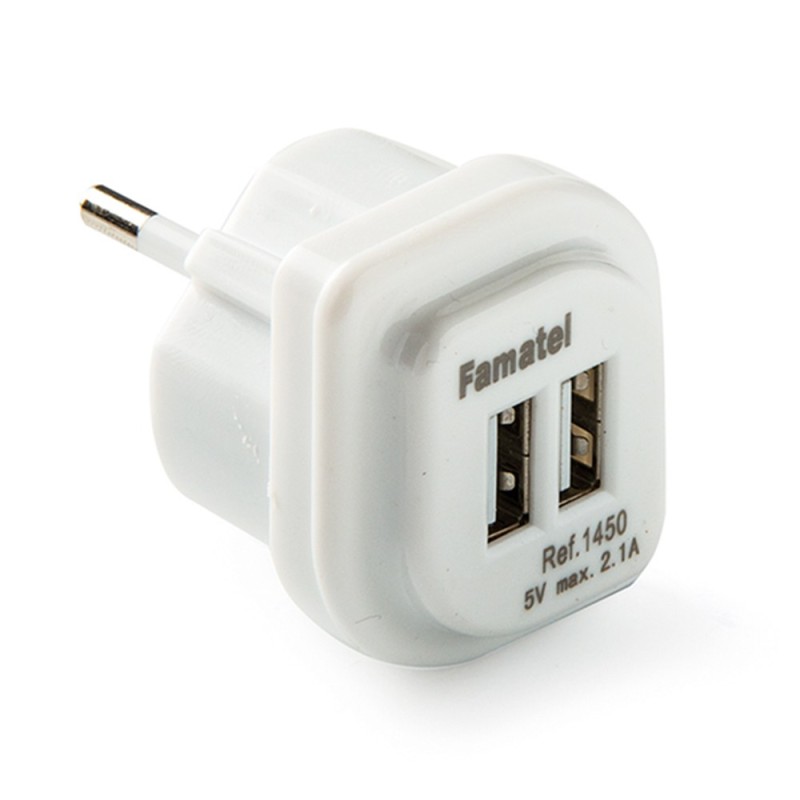 Adaptador 2 usb-a 2,1a 5 v blanco