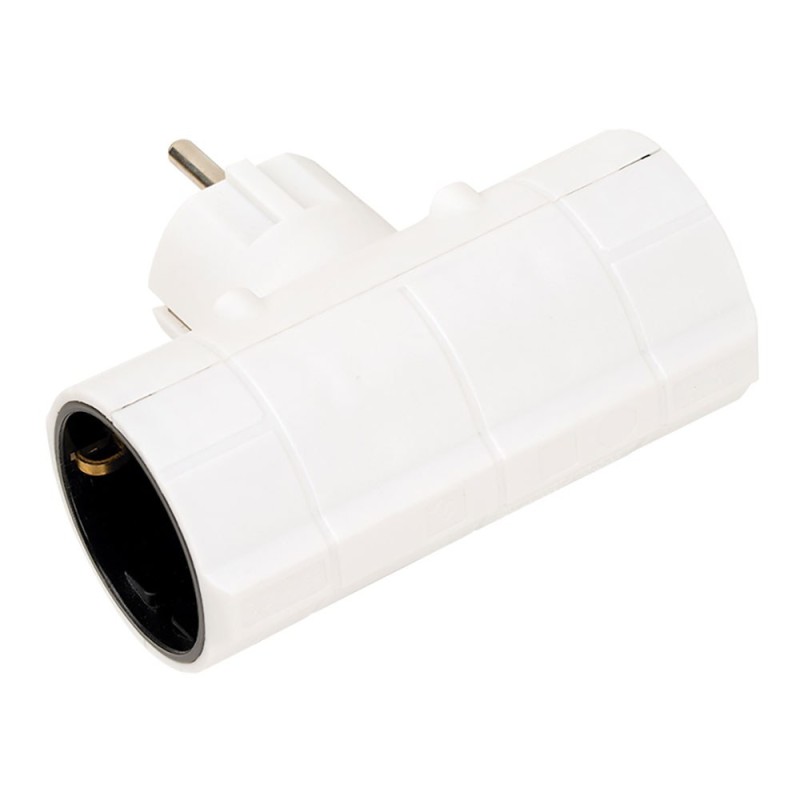 Adaptador doble lateral schuko 2p+t 16a 250v~, blanco
