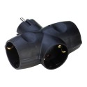 Adaptador triple lateral schuko 2p+t 16a 250v~, negro