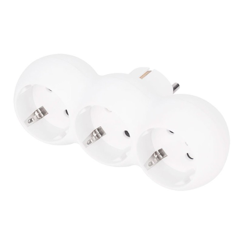 Adaptador triple frontal schuko 2p+t 16a 250v~, blanco