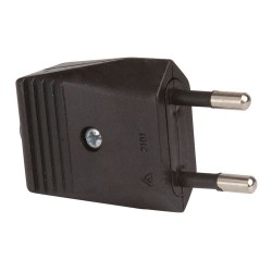 Clavija 2p europlug sin tierra 10a 250v, salida recta, negra