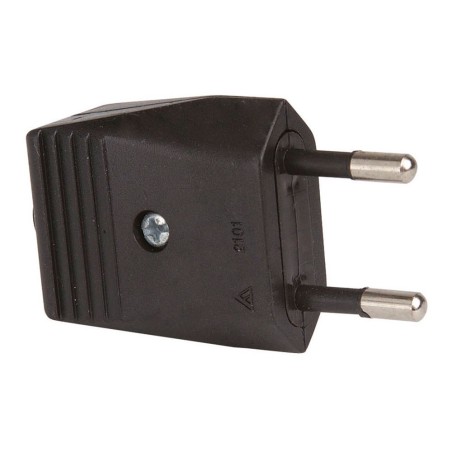 Clavija 2p europlug sin tierra 10a 250v, salida recta, negra