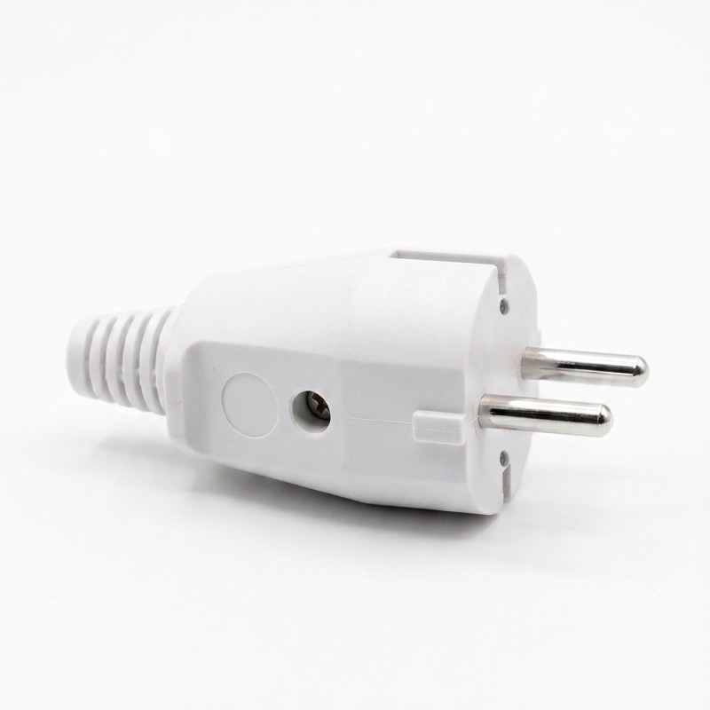 Clavija 2p+t schuko 16a 250v~, salida recta, blanca