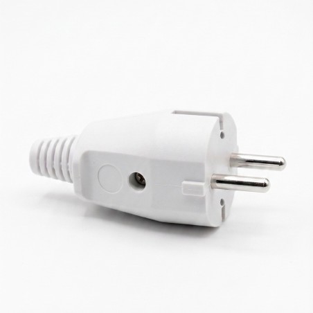 Clavija 2p+t schuko 16a 250v~, salida recta, blanca