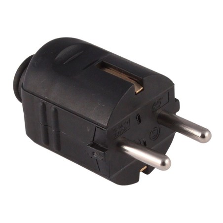 Clavija 2p+t schuko 16a 250v~, salida recta, negra