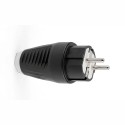 Clavija goma schuko 2p+t 16a 250v~, salida recta, ip54, negra, retractilada