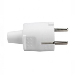 Clavija de goma, schuko 2p+t, 16a 250v~, salida recta, blanca