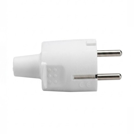 Clavija de goma, schuko 2p+t, 16a 250v~, salida recta, blanca