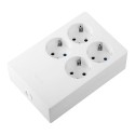 Base múltiple 4 tomas, schuko 2p+t, 16a 250v~, multifix, blanca, blister