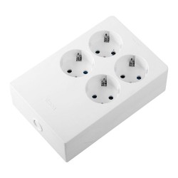 Base múltiple 4 tomas, schuko 2p+t, 16a 250v~, multifix, blanca, blister