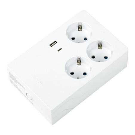 Base múltiple 3 tomas+ 2 usb a/c, schuko 2p+t, 16a 250v~, multifix, blanca, blister