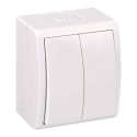 Conmutador doble, superficie, 10ax 250 v~, ip54, serie aquarius, blanco, blister