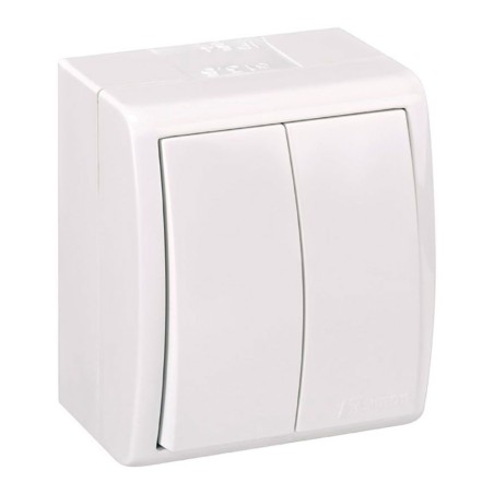 Conmutador doble, superficie, 10ax 250 v~, ip54, serie aquarius, blanco, blister