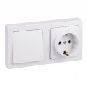 Base superficie, schuko 2p+t + conmutador 16a 250v~, ip20, serie simon73 loft, blanco, retractilada