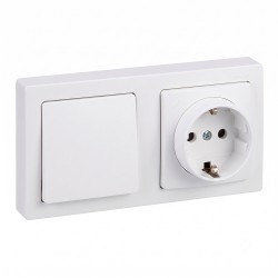 Base superficie, schuko 2p+t + conmutador 16a 250v~, ip20, serie simon73 loft, blanco, retractilada