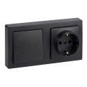 Base superficie, schuko 2p+t + conmutador 16a 250v~, ip20, serie simon73 loft, grafito, retractilada