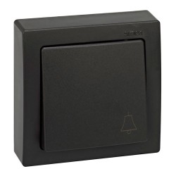 Pulsador superficie, 10ax 250v~, ip20, serie simon73 loft, campana grabada, grafito, retractilado