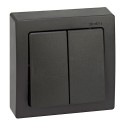 Interruptor doble, superficie, 10ax 250v~, ip20, serie simon73 loft, grafito, retractilado